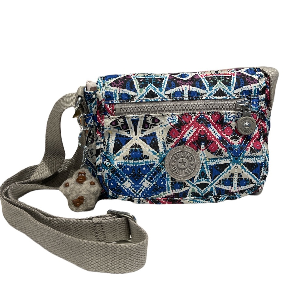 KIPLING Blue & Fuchsia Design Sabian Crossbody with Adjustable Strap